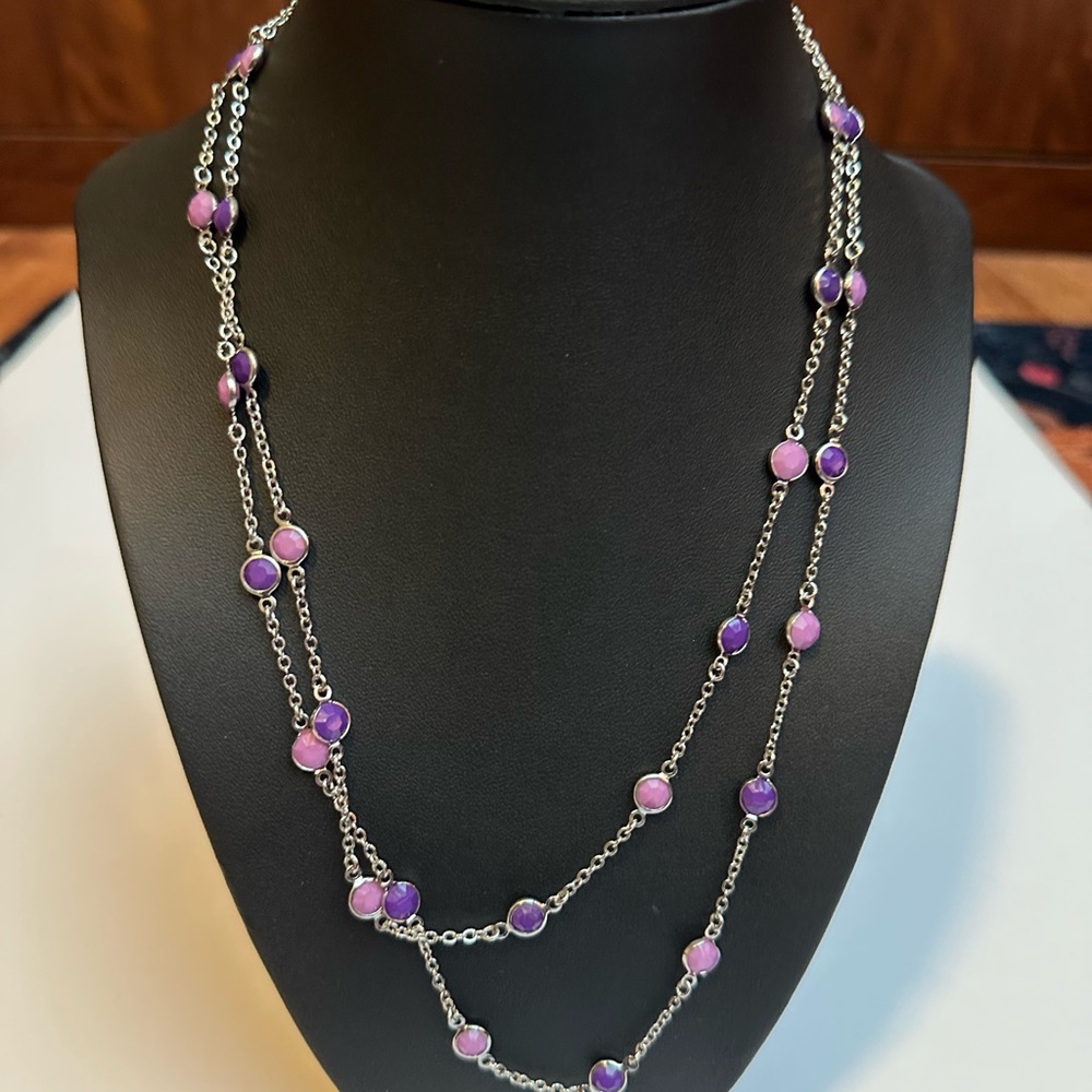 Source Unknown Silver-Tone Double Strand Necklace… - image 1
